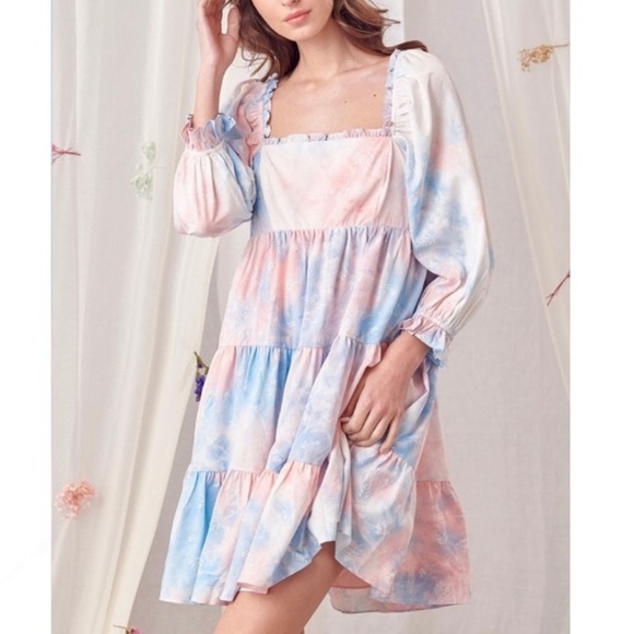Storia Tiered Tie-Dye Babydoll Dress - Picture 2 of 10